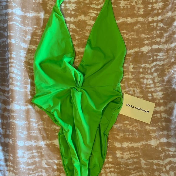 Mara Hoffman Gabriela One Piece Bathing Suit Lime Neon Green Medium - Picture 4 of 6